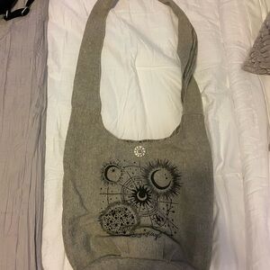 Lakhays Boho Moon & Sun Print Shoulder Bag in Taupe